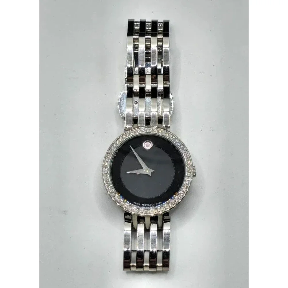 Movado Esperanza Black Dial Womens Watch 607052 Stainless Steel Swiss Quartz